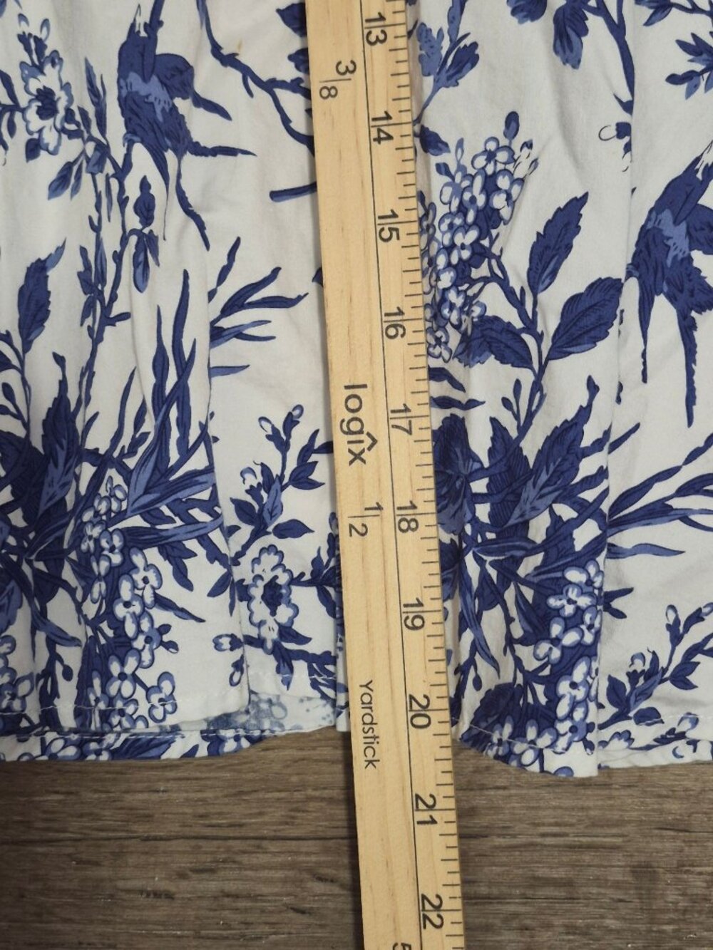 J. Peterman Blue & White Floral Bird A-Line Skirt Size 2 100% Cotton Lined - Picture 7 of 9